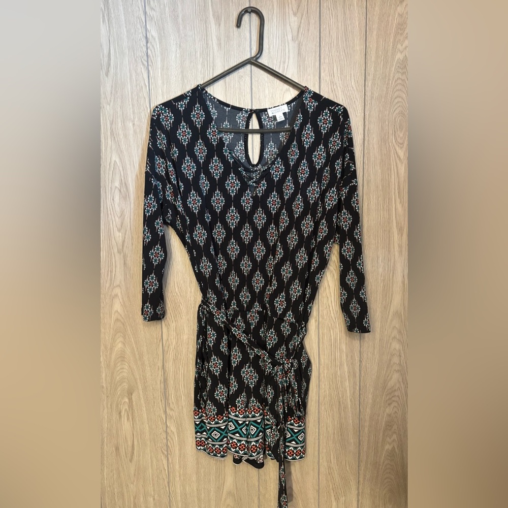 Market & Spruce Black and Red Patterned Jumpsuit